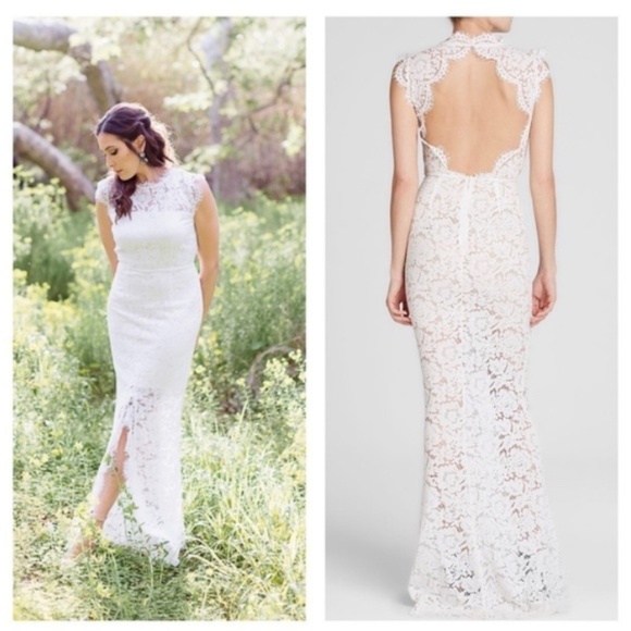 Rachel Zoe Estelle Dress Open Back Lace Gown Evening Engagement Wedding New Maxi - Picture 1 of 7